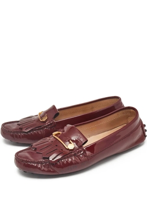 Tod's Vintage fringe-detail leather loafers - Red