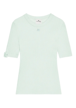 Courrèges buckle-sleeve ribbed T-shirt - Green
