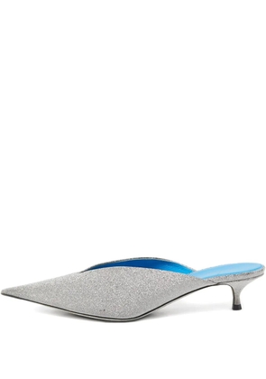 Balenciaga Pre-Owned 50mm Knife glitter mules - Silver