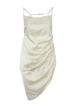 Jacquemus Pre-Owned asymmetrical lace mini dress - Neutrals