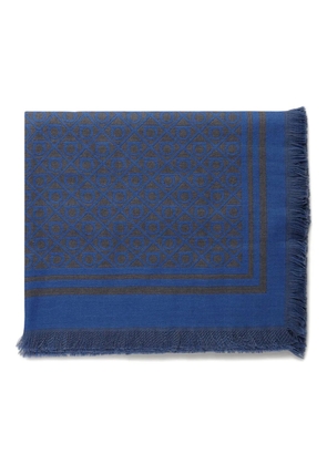 Ferragamo geometric-pattern fringed scarf - Blue