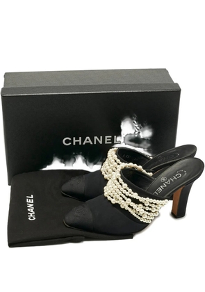 CHANEL Pre-Owned CC cap-toe embellished heeled mules - Black