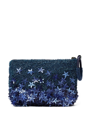 Nannacay floral-appliqué clutch bag - Blue