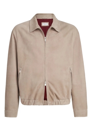 Brunello Cucinelli zip-fastening suede jacket - Neutrals