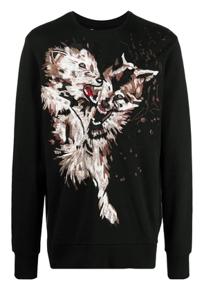 Ih Nom Uh Nit embroidered side-zip sweatshirt - Black