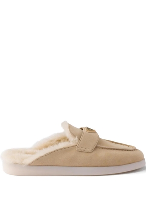 Prada suede shearling loafers - Neutrals