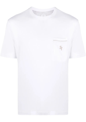 Eleventy logo-embroidered cotton T-shirt - White