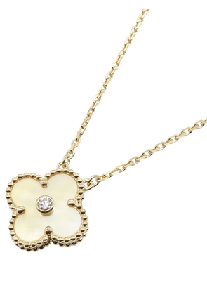 Van Cleef & Arpels Pre-Owned 2010s 18K yellow gold Alhambra diamond and pearl necklace