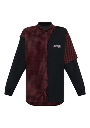 Balenciaga check frayed shirt - Black