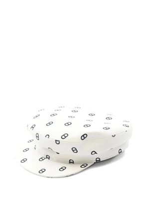 Hermès Pre-Owned 2010s Chaine d'Ancre printed canvas baker boy cap - White