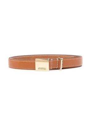 ISABEL MARANT Lowell engraved-buckle leather belt - Brown