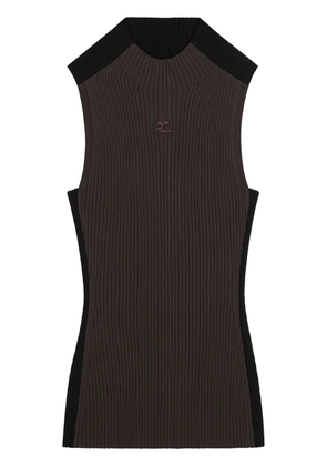 Courrèges Contrast Frame ribbed tank top - Brown