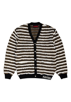 Pleasures striped-pattern ribbed cardigan - Black