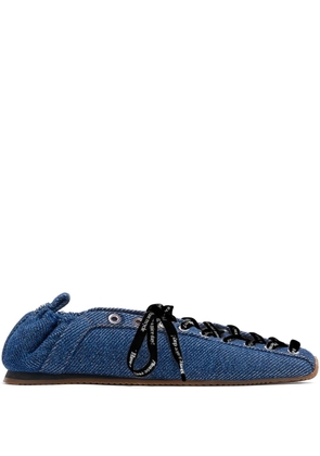 GANNI lace-up ballet flats - Blue