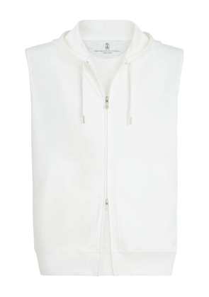 Brunello Cucinelli zipped sleeveless hoodie - Neutrals