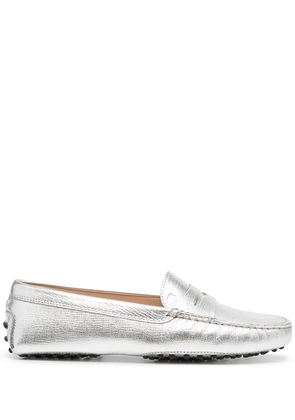 Tod's metallic-finish round-toe loafers - Silver