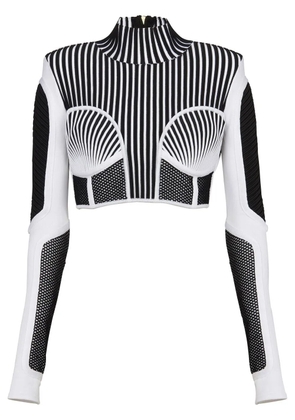 Balmain long-sleeve cropped top - White