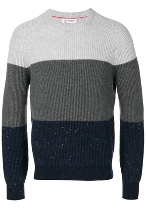 Brunello Cucinelli striped knitted sweater - Grey