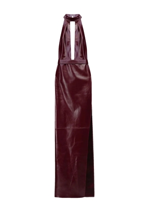 The New Arrivals Ilkyaz Ozel Nessa halterneck leather maxi dress - Red