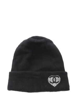 CHANEL Pre-Owned 1986-1988 logo knitted beanie hat - Black