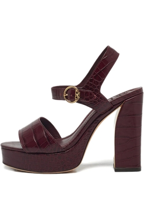 Tory Burch crocodile-mbossed platform sandals - Red