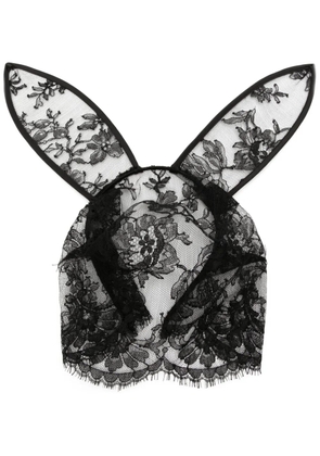 Fleur Du Mal veiled bunny ears - Black