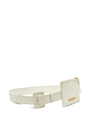 Jacquemus Pre-Owned leather pouch belt - White