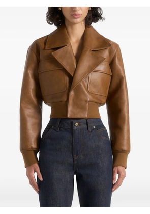 Manière De Voir Cosette lapel bomber jacket - Brown