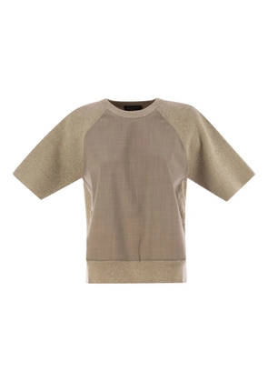 Fabiana Filippi lurex-detail short-sleeve jumper - Neutrals