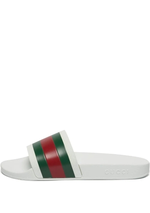 Gucci Pre-Owned Pursuit 72 stripe slides - White