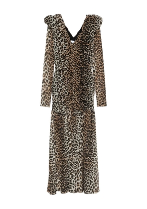 GANNI leopard-print maxi dress - Brown