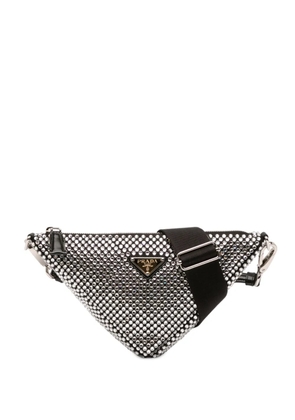 Prada Pre-Owned 2013-2025 Crystal Embellished Satin Triangle Pouch crossbody bag - Black