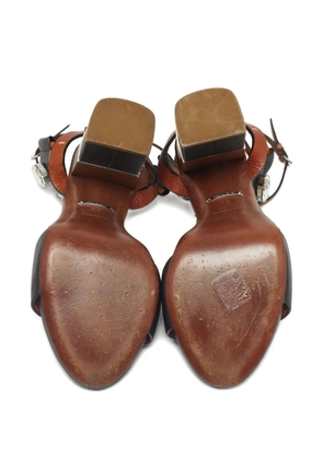 Roberto Cavalli leather crystal sandals - Black