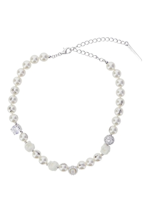 SHUSHU/TONG beaded rhinestone necklace - White