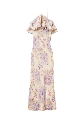 TWINSET floral-pattern velvet dress - Neutrals