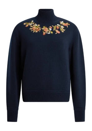Bally embroidery-detail turtleneck sweater - Blue