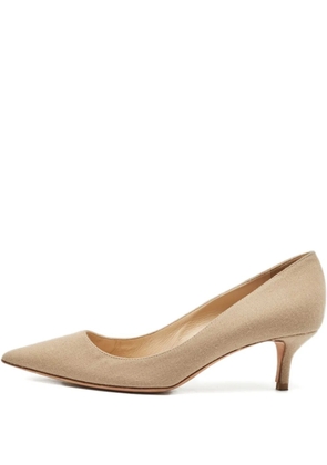 Oscar de la Renta Pre-Owned canvas heeled pumps - Neutrals