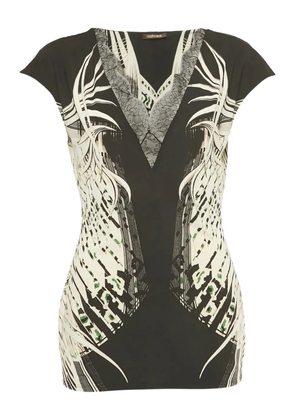 Roberto Cavalli lace-detail printed top - Black