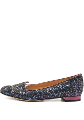 Charlotte Olympia glitter cat ballet flats - Blue