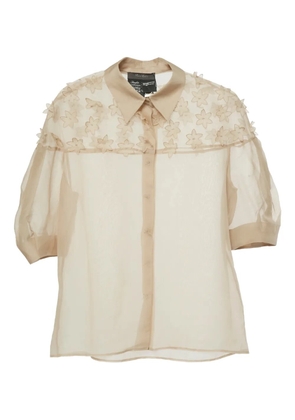Max Mara floral-appliqué silk blouse - Neutrals