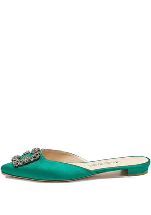 Manolo Blahnik pre-owned crystal-embellishment mules - Green