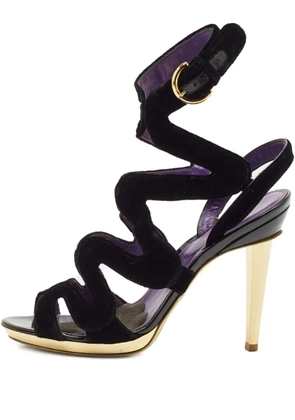 Sergio Rossi Vintage pre-owned 100mm Wave Velvet Sandals - Black