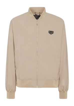 Philipp Plein logo-patch bomber jacket - Neutrals