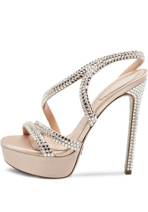 René Caovilla Lisa platform crystal sandals - Neutrals