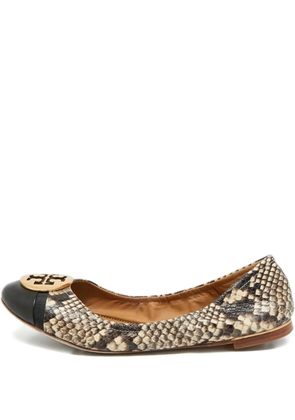 Tory Burch Minnie python-embossed ballets flats - Neutrals