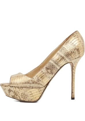 Sergio Rossi Vintage 110mm snakeskin platform pumps - Gold