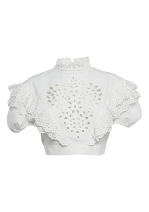 Sportmax cotton ruffled top - White