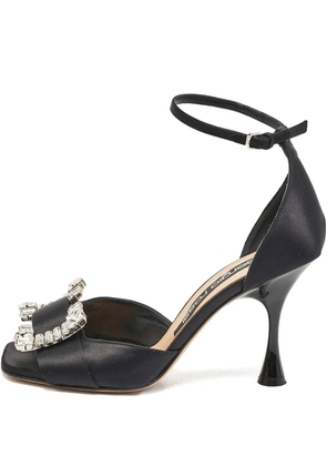 Sergio Rossi Vintage 100mm crystal-embellished satin sandals - Black