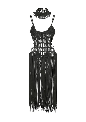 Karima macrame midi dress - Black