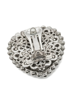 Alessandra Rich heart-shaped crystal earrings - Silver